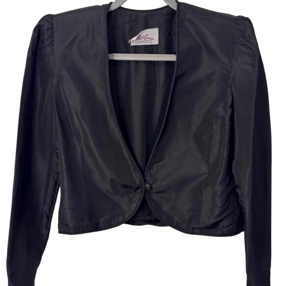 Phil Carry black cropped long sleeve bolero jacket size M - Picture 2 of 8
